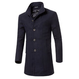 Trench coat men's autumn and winter thick wool long solid color lapel coat / Slim warm high quality blends coat