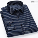 Men Business Casual Long Sleeved Shirt Classic Striped Male Social Dress Shirts Slim Fit Large Size 2XL 3XL 4XL Purple