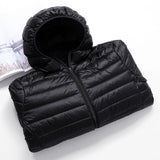 Casual men's down jacket Autumn Winter mens thin light Standing collar&hooded White duck down coat male Solid color warm outwear