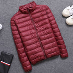 Casual men's down jacket Autumn Winter mens thin light Standing collar&hooded White duck down coat male Solid color warm outwear