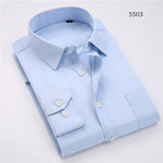 Comfortable  business  men's solid plain dress shirts long sleeve square collar regular fit male social shirt