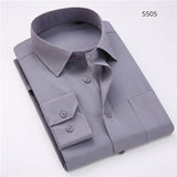 Comfortable  business  men's solid plain dress shirts long sleeve square collar regular fit male social shirt