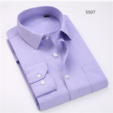 Comfortable  business  men's solid plain dress shirts long sleeve square collar regular fit male social shirt