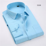 Comfortable  business  men's solid plain dress shirts long sleeve square collar regular fit male social shirt