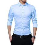 Men Long Sleeve shirt Slim Fit Solid Business for Formal Shirts Autumn men shirt white shirt