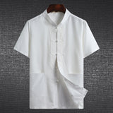 Cotton Linen Solid Short Sleeve Shirts New Summer Men Shirt Baggy Retro Top Blouse Streetwear Dropshipping Hot Sale clothes