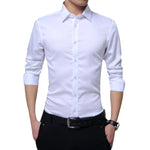 Men Long Sleeve shirt Slim Fit Solid Business for Formal Shirts Autumn men shirt white shirt