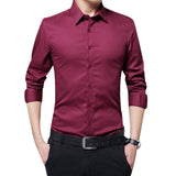 Men Long Sleeve shirt Slim Fit Solid Business for Formal Shirts Autumn men shirt white shirt