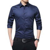 Men Long Sleeve shirt Slim Fit Solid Business for Formal Shirts Autumn men shirt white shirt