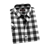 Jeetoo 2020 New Fashion Men's Summer Casual Dress Shirt Mens Red and Black Plaid Short Sleeve Shirts Tops