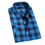 Jeetoo 2020 New Fashion Men's Summer Casual Dress Shirt Mens Red and Black Plaid Short Sleeve Shirts Tops