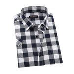 Jeetoo 2020 New Fashion Men's Summer Casual Dress Shirt Mens Red and Black Plaid Short Sleeve Shirts Tops