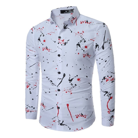 LOOZYKIT Men's Long Sleeve Casual Shirts Fashion Rose Flower 3D Print Floral Shirt Turn-down Collar Slim Fit Shirt Mens Clothing