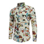 LOOZYKIT Men's Long Sleeve Casual Shirts Fashion Rose Flower 3D Print Floral Shirt Turn-down Collar Slim Fit Shirt Mens Clothing