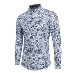 LOOZYKIT Men's Long Sleeve Casual Shirts Fashion Rose Flower 3D Print Floral Shirt Turn-down Collar Slim Fit Shirt Mens Clothing