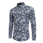 LOOZYKIT Men's Long Sleeve Casual Shirts Fashion Rose Flower 3D Print Floral Shirt Turn-down Collar Slim Fit Shirt Mens Clothing