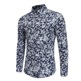 LOOZYKIT Men's Long Sleeve Casual Shirts Fashion Rose Flower 3D Print Floral Shirt Turn-down Collar Slim Fit Shirt Mens Clothing