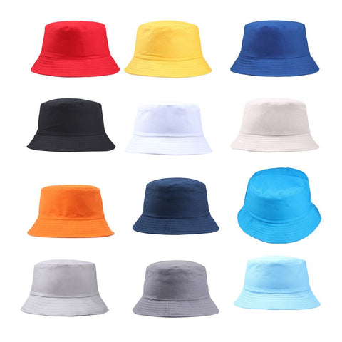 Cotton Foldable Bucket Cap Unisex Men Women Summer Fishing Hat Camping Hunting Cap Solid Color Fisherman Beach Festival Sun Cap