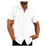 2020 Fashion Summer  Men Linen Shirts Short Sleeve Solid Comfortable Pure Cotton And Linen Casual Loose Holiday Shirts Tee Tops