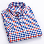 MACROSEA Men's Casual Striped Shirt Men's Summer Style Social Plaid Shirts High Quality 100% Cotton Short Sleeve Mens Shirts