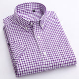 MACROSEA Men's Casual Striped Shirt Men's Summer Style Social Plaid Shirts High Quality 100% Cotton Short Sleeve Mens Shirts