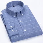 Men's Casual Long Sleeve Checkered Dress Shirts Standard-fit Comfortable Soft 100% Cotton Button-down Plaid Striped Tops Shirt