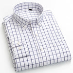 Men's Casual Long Sleeve Checkered Dress Shirts Standard-fit Comfortable Soft 100% Cotton Button-down Plaid Striped Tops Shirt