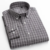 Men's Casual Long Sleeve Checkered Dress Shirts Standard-fit Comfortable Soft 100% Cotton Button-down Plaid Striped Tops Shirt