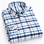 Men's Casual Long Sleeve Checkered Dress Shirts Standard-fit Comfortable Soft 100% Cotton Button-down Plaid Striped Tops Shirt