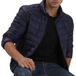 Men Simple Ultra-thin Light Winter Warm Zipper Stand Collar Down Jacket Coat