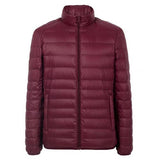 Men Simple Ultra-thin Light Winter Warm Zipper Stand Collar Down Jacket Coat