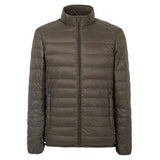 Men Simple Ultra-thin Light Winter Warm Zipper Stand Collar Down Jacket Coat