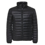 Men Simple Ultra-thin Light Winter Warm Zipper Stand Collar Down Jacket Coat