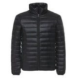 Men Simple Ultra-thin Light Winter Warm Zipper Stand Collar Down Jacket Coat