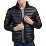 Men Simple Ultra-thin Light Winter Warm Zipper Stand Collar Down Jacket Coat