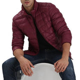 Men Simple Ultra-thin Light Winter Warm Zipper Stand Collar Down Jacket Coat