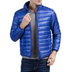 Men Simple Ultra-thin Light Winter Warm Zipper Stand Collar Down Jacket Coat