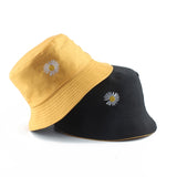 2020 Spring Women Fishing Bucket Hats Summer Sunscreen Sun Cap Flower Daisies Embroidery Reversible Fisherman Hat