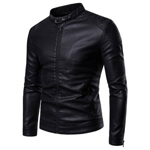 Men Leather Jackets Jackets and Coats 2020 New Simple Stand Collar Men's Leather Jacket Simple Style Leather Jacket Men