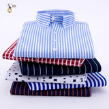 Aoliwen 2019 brand men Stripe print plaid casual shirt for men long sleeve no pocket slim fit Anti-wrinkle autumn shirts men