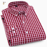 Aoliwen 2019 brand men Stripe print plaid casual shirt for men long sleeve no pocket slim fit Anti-wrinkle autumn shirts men