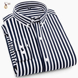 Aoliwen 2019 brand men Stripe print plaid casual shirt for men long sleeve no pocket slim fit Anti-wrinkle autumn shirts men