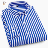 Aoliwen 2019 brand men Stripe print plaid casual shirt for men long sleeve no pocket slim fit Anti-wrinkle autumn shirts men