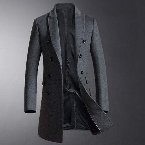 Long Wool Trench Luxury Single Breasted Windbreaker Mens Jackets And Winter Slim Fit Woolen Male Coats