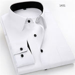 mens work shirts Brand soft Long sleeve square collar regular  solid plain/ twill men dress shirts white male tops