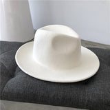 Women Wool Felt Hats White Wide Brim Fedoras for Wedding Party Church Hats Pork Pie Jazz Fedora Hat Floppy Derby Triby Hats