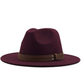 Women Men Wool Fedora Hat With Leather Ribbon Gentleman Elegant Lady Winter Autumn Wide Brim Jazz Church Panama Sombrero Cap XXL