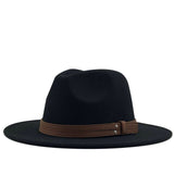 Women Men Wool Fedora Hat With Leather Ribbon Gentleman Elegant Lady Winter Autumn Wide Brim Jazz Church Panama Sombrero Cap XXL