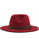 Women Men Wool Fedora Hat With Leather Ribbon Gentleman Elegant Lady Winter Autumn Wide Brim Jazz Church Panama Sombrero Cap XXL