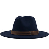 Women Men Wool Fedora Hat With Leather Ribbon Gentleman Elegant Lady Winter Autumn Wide Brim Jazz Church Panama Sombrero Cap XXL